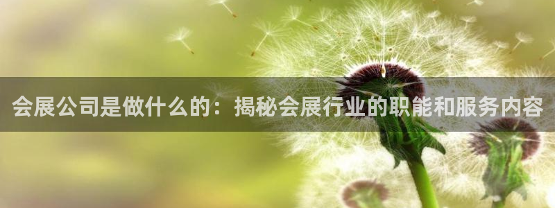果博注册会员维wckk389：会展公司是做什么的：揭秘会展行业的职能和服务内容